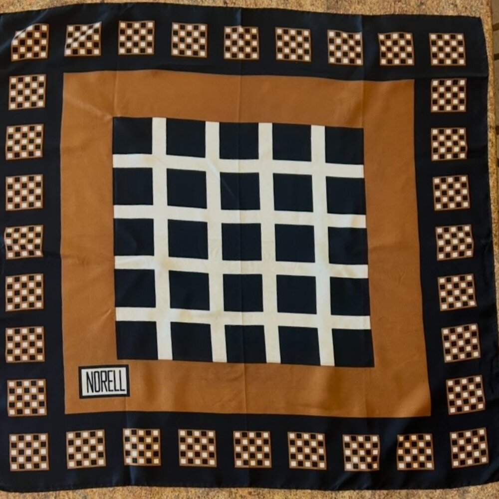 Vintage Norell Silk Scarf 33" x 34" Hand Rolled Edges